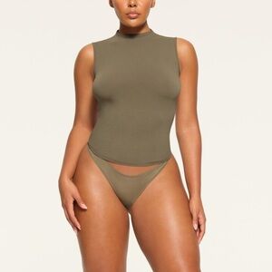 Skims New Vintage Mock Neck Tank Army 3X